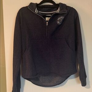 American University Vintage Dark Gray Half-Zip Hoodie Sweater